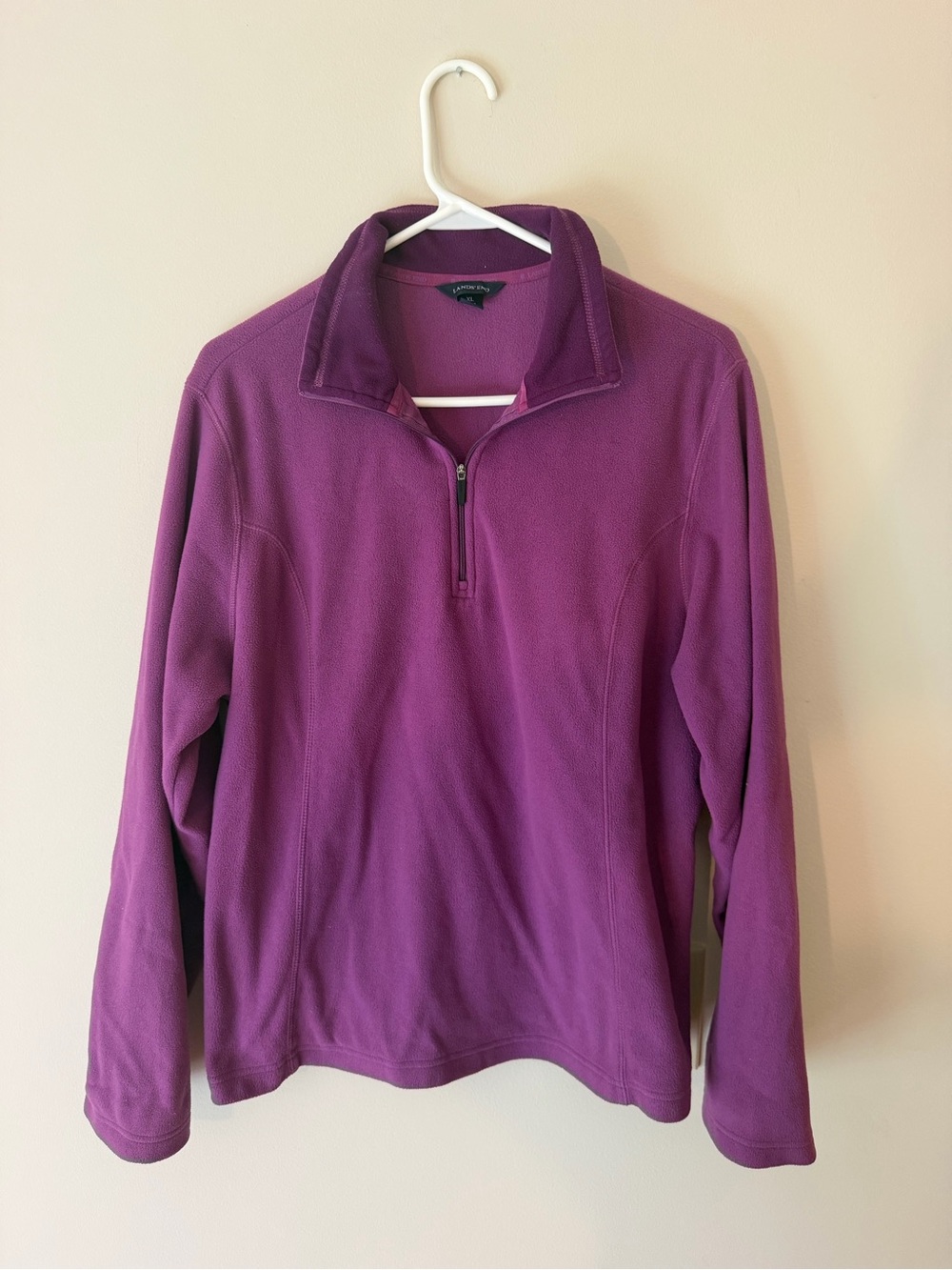 Lands' End Women's Magenta Quarter-Zip Fleece Pullover, Size XL